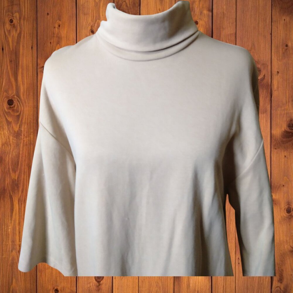 ZARA Women's Small 3/4 Sleeve Beige Turtleneck Dress Neutral Casual Classic NEW - Picture 4 of 7